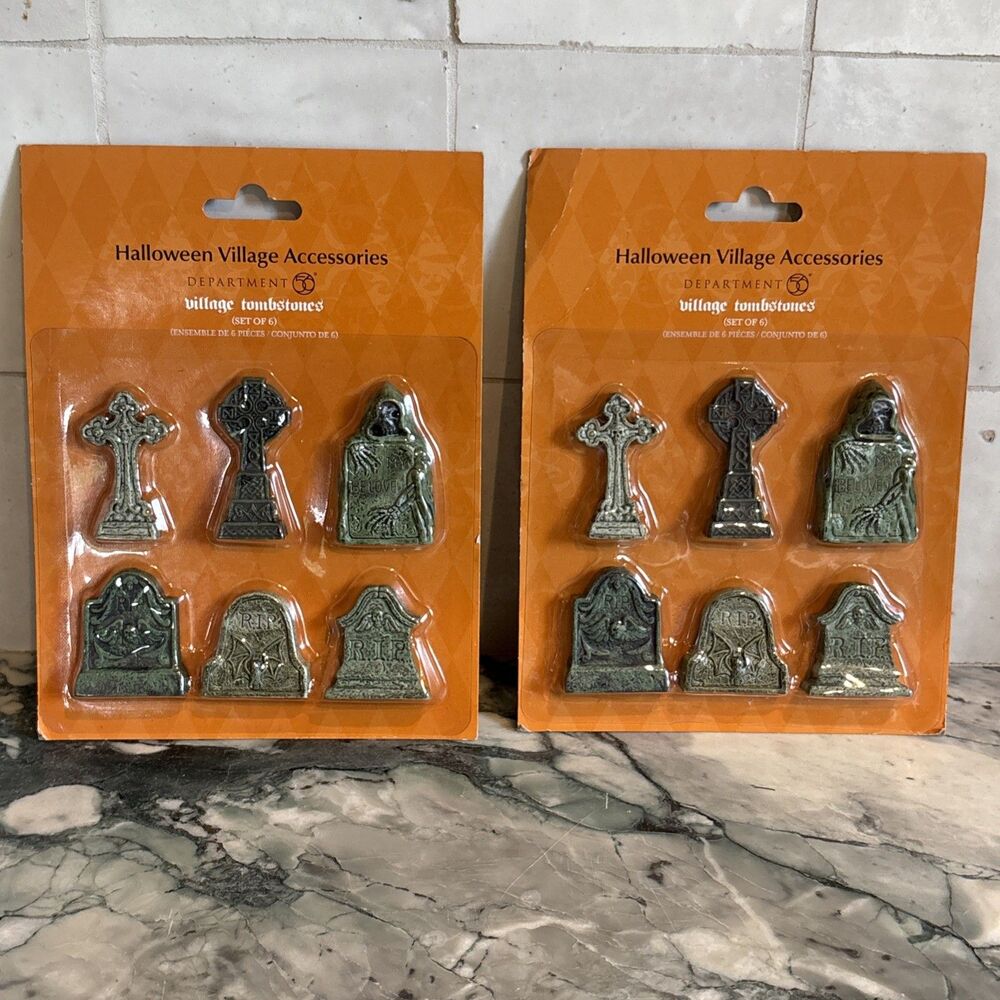 2 Department 56 Halloween Accessories Village Collections Tombstones Figurine
